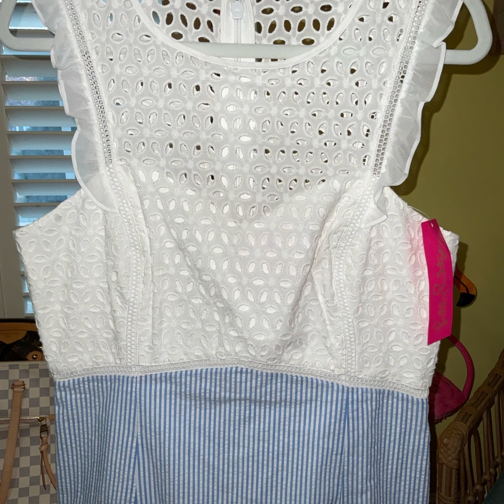Lilly Pulitzer White and Blue Dress NWOT! - Picture 10 of 16